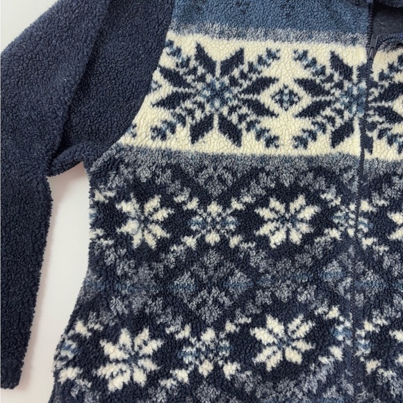 Women’s Full Zip Shearling Jacket Snowflakes Nordic Style Plus 1X 14W 16W - Picture 5 of 9